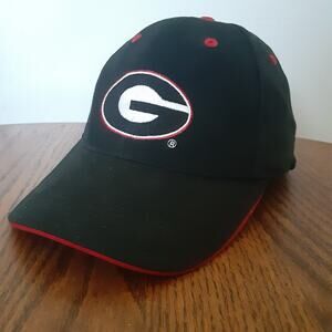 Vtg Baseball Hat Georgia Bulldogs Stitch Signatures Black Strapback Cap EUC NCAA